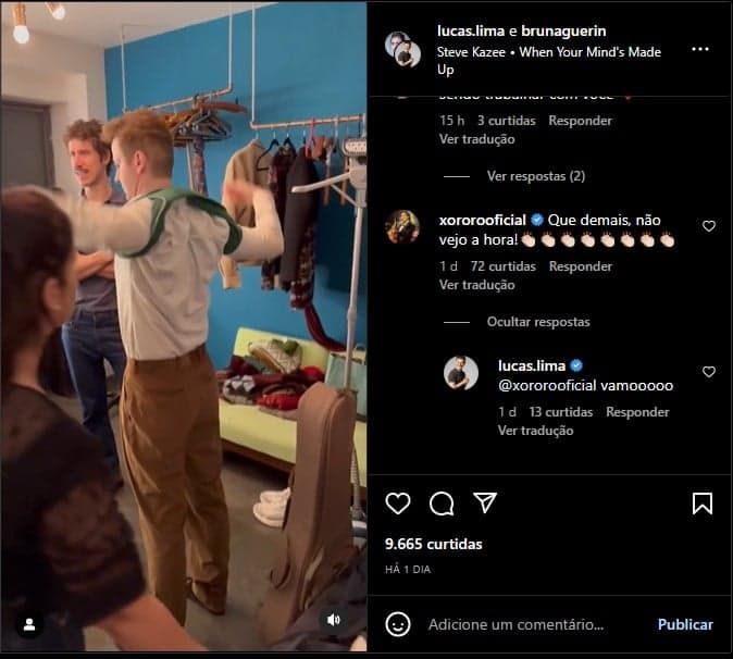 Vídeo compartilhado por Lucas Lima e o comentário de Xororó - Foto: Reprodução/Instagram