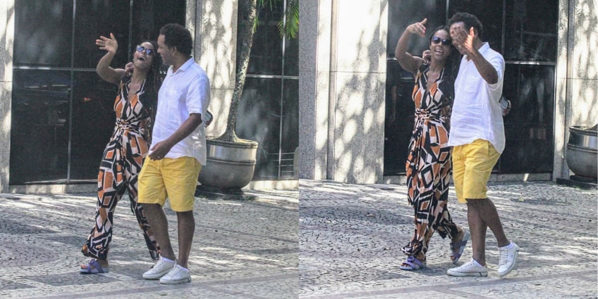 Maju Coutinho com o marido, Agostinho Paulo Moura, no Leblon (Foto: Dan Delmiro/AgNews)