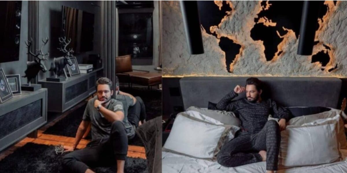 Quarto com a temática do cenário de filme '50 tons de cinza (Reprodução: Youtube)