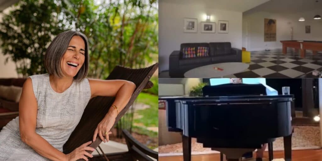 Estúdio dentro do sótão, piano de cauda e piscina absurda: a mansão discreta onde Glória Pires vive