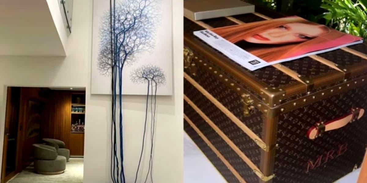 Baú personalizado da Louis Vuitton avaliada em R$45 mil, com as iniciais de seu nome (Reprodução: Youtube) Baú personalizado da Louis Vuitton avaliada em R$45 mil, com as iniciais de seu nome (Reprodução: Youtube)