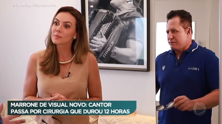 Marrone fez uma cirurgia plástica e mostrou o resultado no Domingo Espetacular (Foto: Reprodução)
