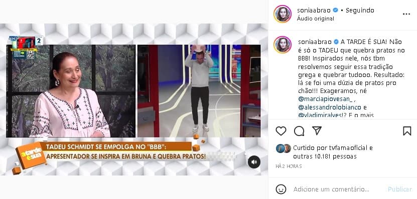 Sonia Abrão promoveu quebra quebra de pratos em seu programa na RedeTV! (Foto: Reprodução)