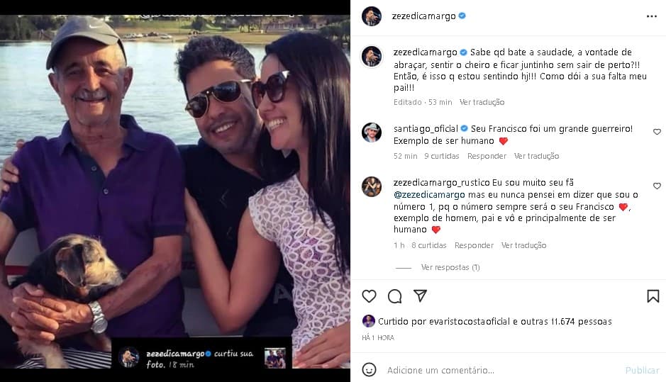 Zezé Di Camargo fez desabafo e falou sobre a saudade do pai