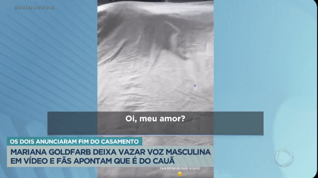 Vídeo de Mariada Goldfarb aonde mostra uma voz de fundo que fãs apontam ser o Cauã Reymond (Foto Reprodução/PlayPlus)