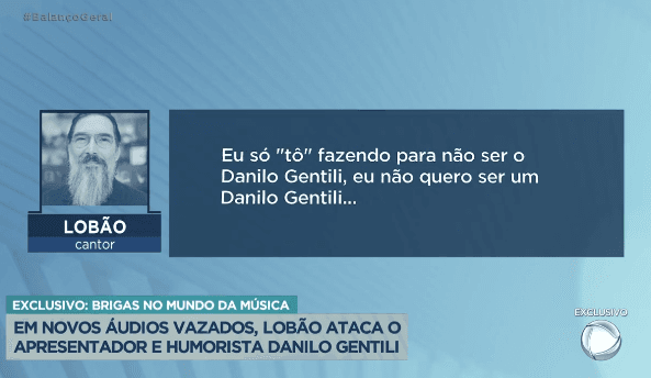 Lobão detona Danilo Gentili (Foto Reprodução/PlayPlus) Lobão detona Danilo Gentili (Foto Reprodução/PlayPlus)
