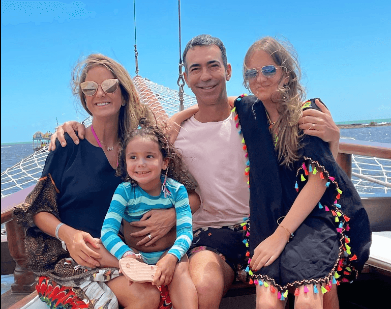 César Tralli, Ticiane Pinheiro, a filha Manuela e enteada Rafinha Justus (Foto Reprodução/Instagram)