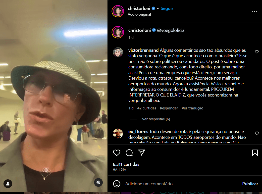 Christiane Torloni compartilha indignação pelo Instagram (Foto Reprodução/Instagram)