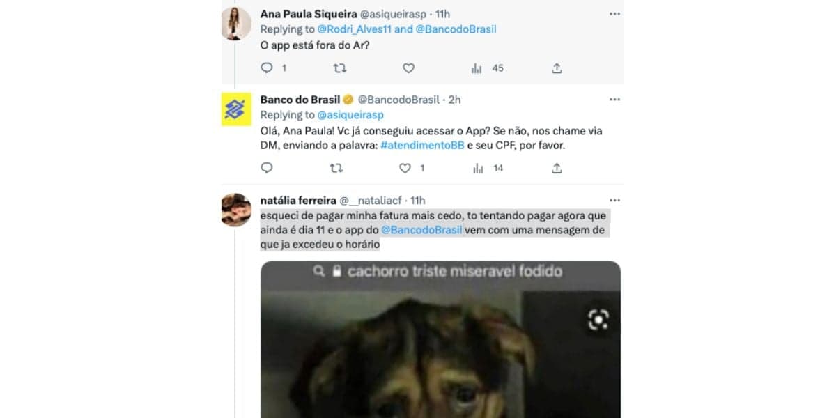 Clientes reclamam de problema técnico do Banco do Brasil (Foto: Reprodução / Instagram) 