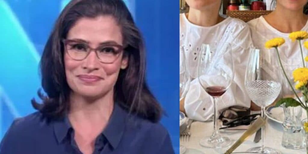 Idênticas: Renata Vasconcellos expõe foto inédita com irmã gêmea e deixa público perdido sobre quem é quem