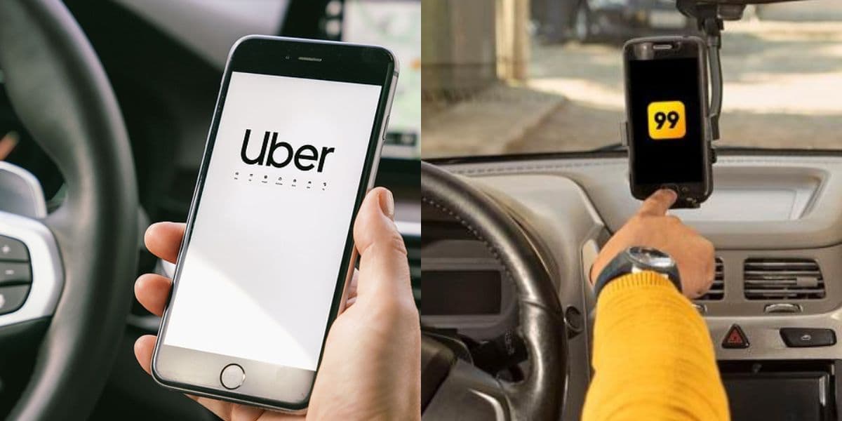 Motoristas da Uber e da 99 (Fotos: Reproduções / Internet)