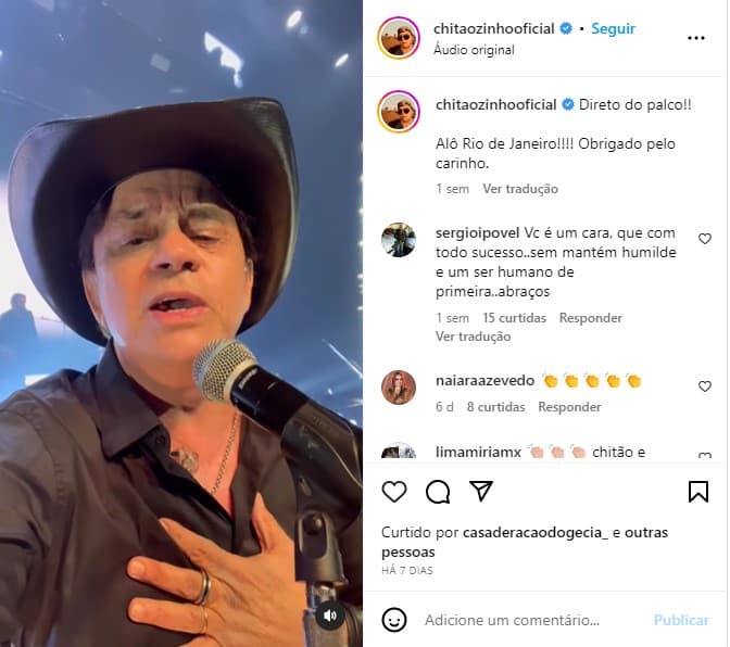 Chitãozinho e Xororó se apresentaram no Rio de Janeiro (Foto: Reprodução)