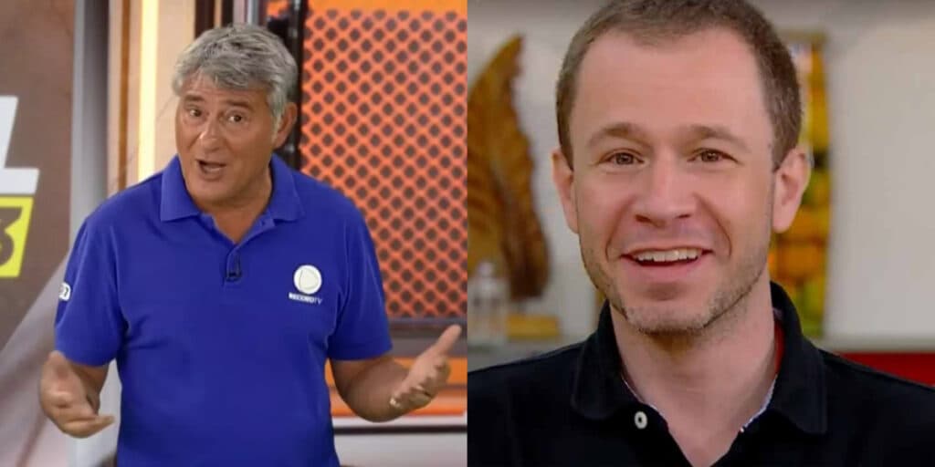 Tiago Leifert invade transmissão da Record e deixa Cléber Machado 'paralisado': "Que susto''
