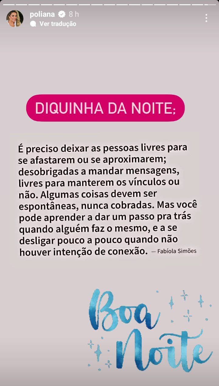 Poliana Rocha, esposa de Leonardo, deixou recado enigmático (Foto: Reprodução/ Instagram)