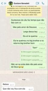 Conversa de Gustavo do BBB23 com uma amiga (Foto: Reprodução / Internet) Conversa de Gustavo do BBB23 com uma amiga (Foto: Reprodução / Internet)