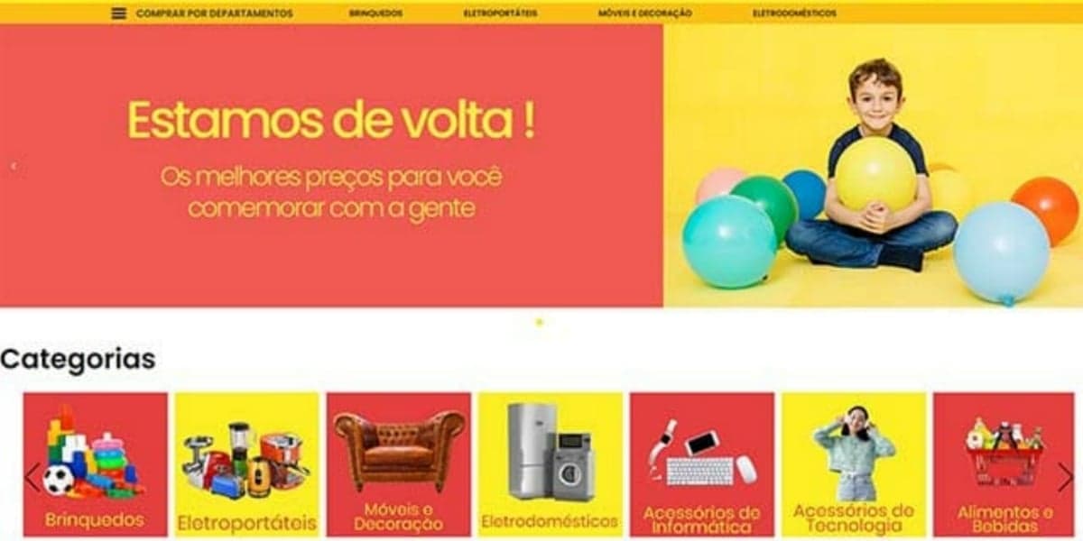 Portal da Nossa Eletro segue com nome anterior da empresa (Foto: Reprodução/ricardoeletro.com.br)