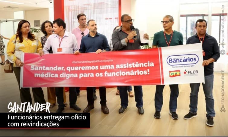 Funcionários do Santander da Bahia e Sergipe protestam (Reprodução: Internet)