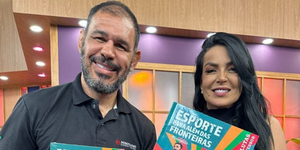 Apresentadora Gardênia Cavalcanti recebe o ex-lutador de MMA, Rogério Minotouro na Band Rio