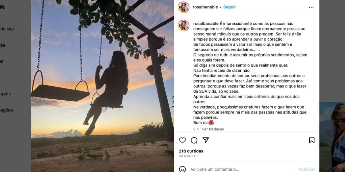 Desabafo de Rosalba Nable (Foto: Reprodução / Instagram) 
