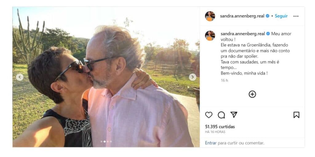 Sandra 
e Ernesto Paglia (Foto: Reprodução / Instagram)