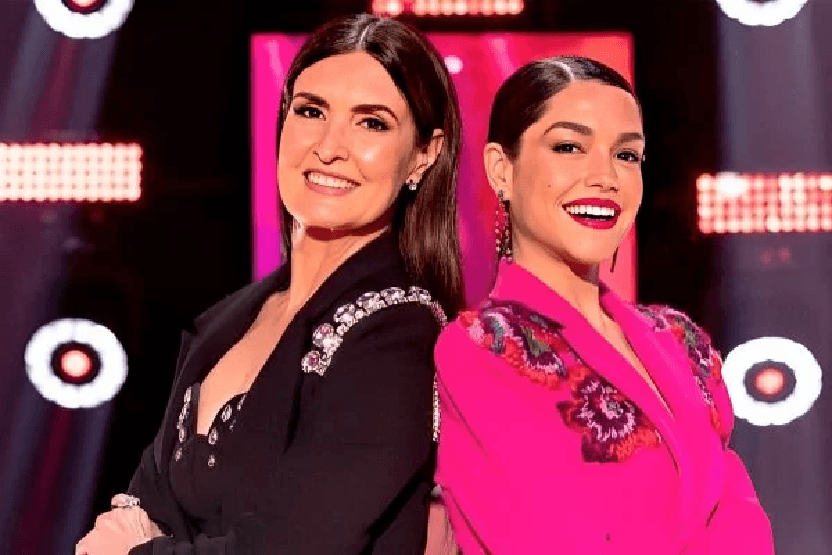 Thais Fersoza ao lado de Fátima Bernardes no 'The Voice' (Foto: Reprodução/ Internet)