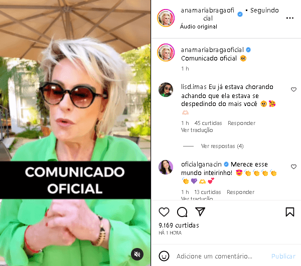 Ana Maria Braga fez comunicado que ninguém esperava (Foto: Reprodução/ Instagram) Ana Maria Braga fez comunicado que ninguém esperava (Foto: Reprodução/ Instagram)