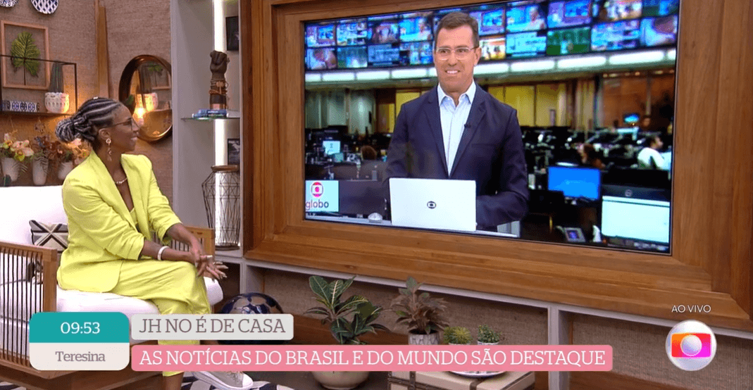 Rodrigo Bocardi interagindo com Rita Batista no É de Casa (Foto: Reprodução/ Globo)