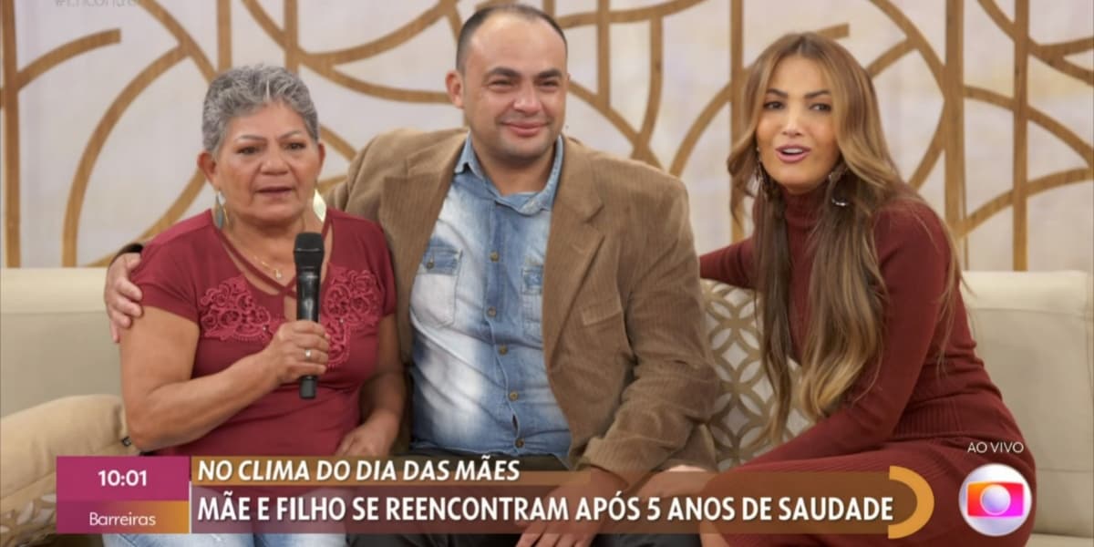 Patrícia Poeta promoveu reencontro entre Edimilson e Dona Maria (Foto: Reprodução/TV Globo)