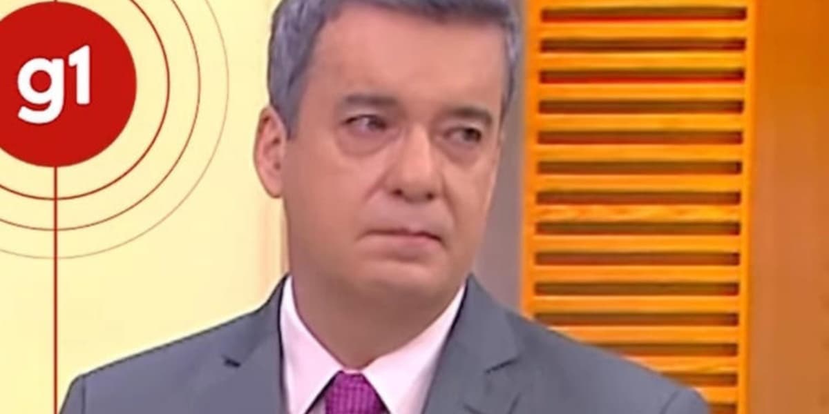 Kovalick chorando ao ver a cena comovente da avó, no Hora 1, na Globo (Foto Reprodução/Internet)