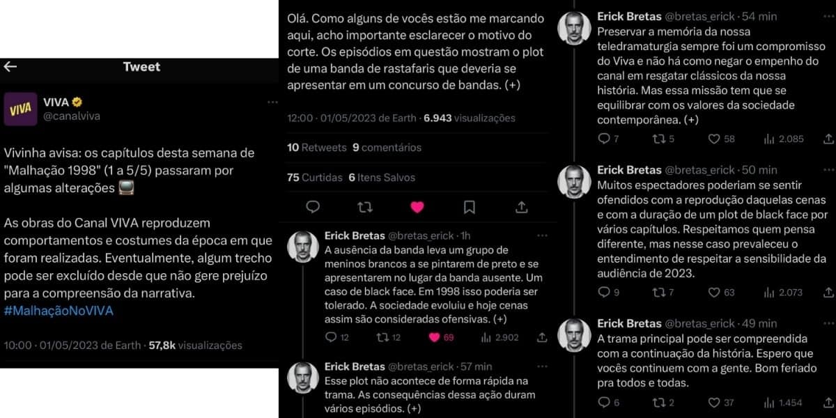 O diretor Erick Bretas explicou motivo de corte no Viva (Foto: Reprodução/Twitter)