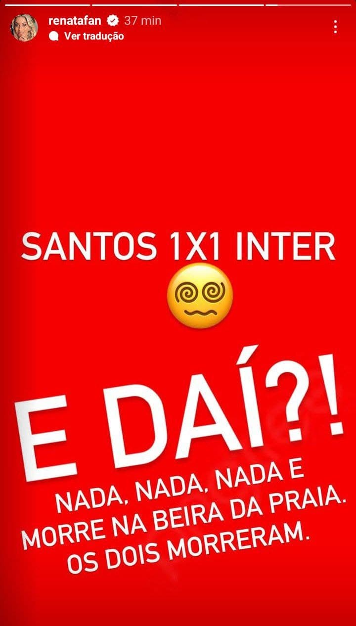 Apresentadora se revoltou com empate do Internacional (Foto: Reprodução/ Instagram)