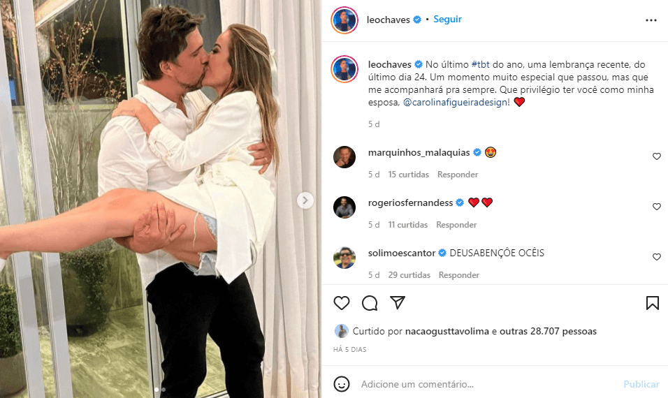 Publicação de Leo Chaves no Instagram (Foto: Reprodução/ Internet)
