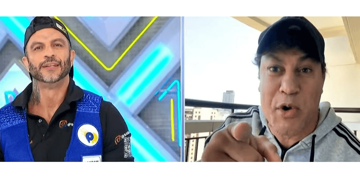 Popó entra ao vivo no SBT após insultos de Kleber Bambam no Domingo Legal (Foto: SBT)