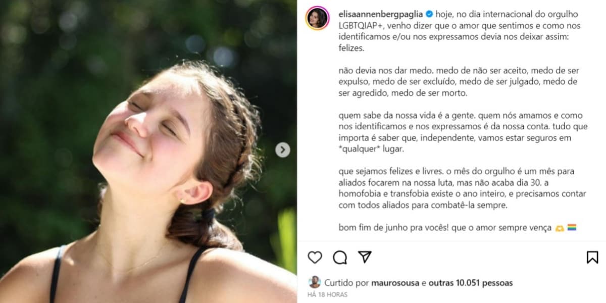 Recado de Elisa Paglia nas redes sociais (Foto: Reprodução/Instagram)