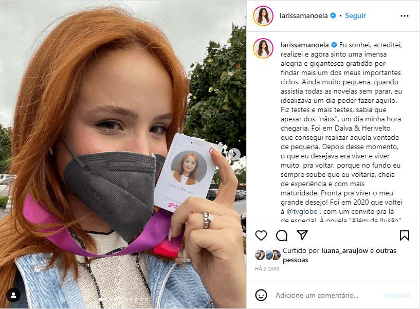 Post de Larissa Manoela no Instagram - Foto: Reprodução/Instagram
