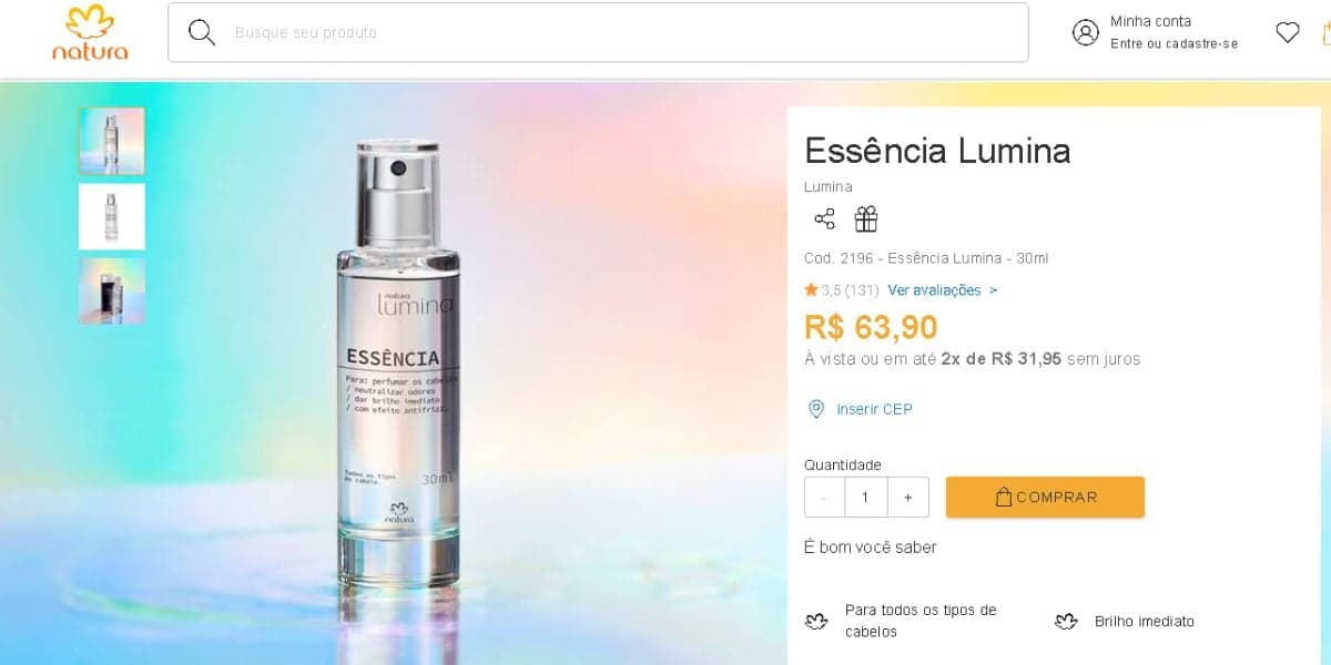 Perfume Lumia Essência (Reprodução - Natura)