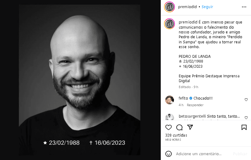 Pedro de Landa, jurado famoso, morreu aos 34 anos (Foto: Reprodução/ Instagram) Pedro de Landa, jurado famoso, morreu aos 34 anos (Foto: Reprodução/ Instagram)