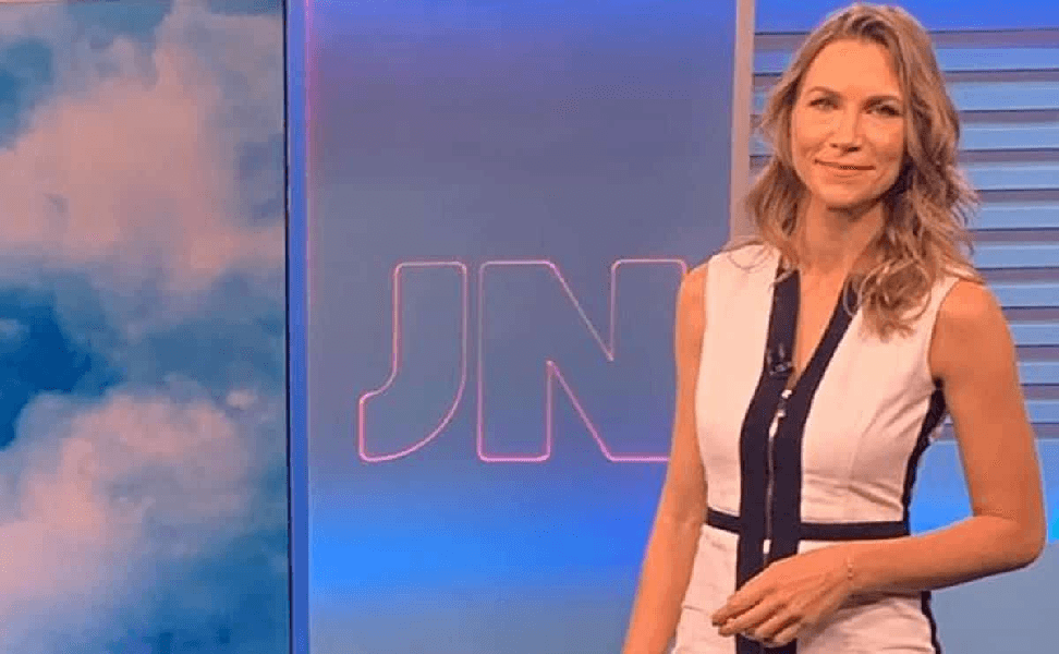 Anne Lottermann sob comando da previsão do tempo no Jornal Nacional (Foto: Reprodução/ Internet)