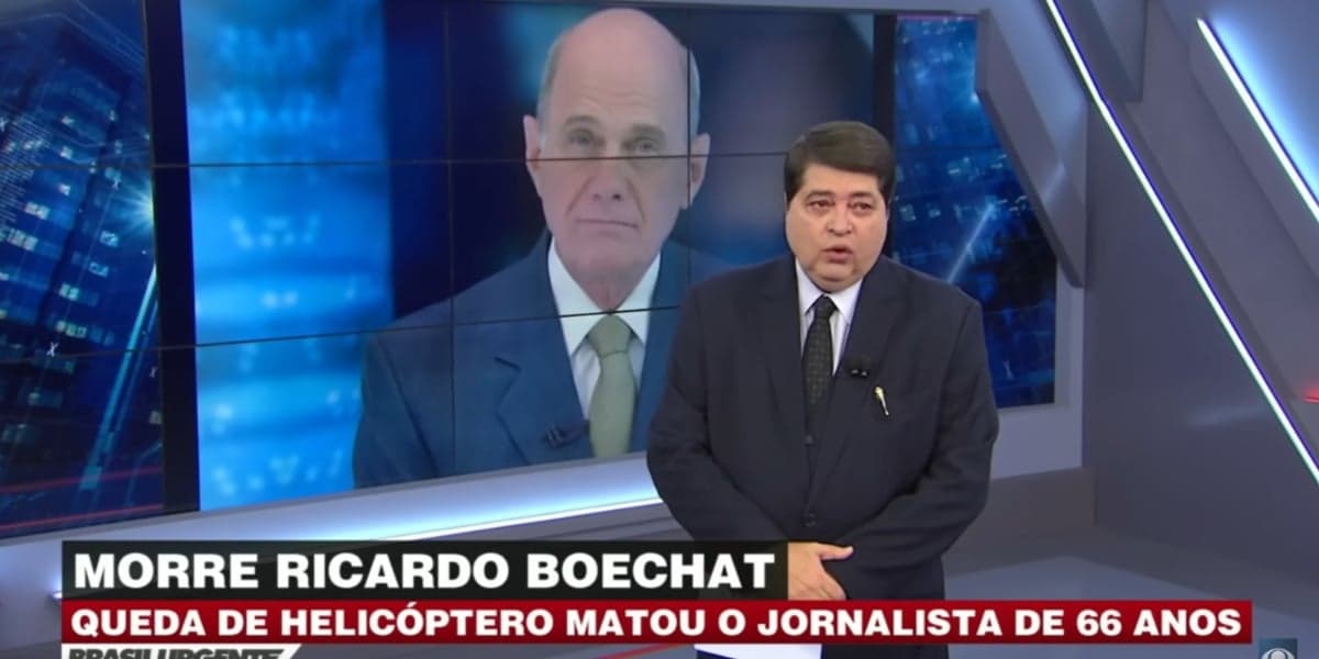 Datena noticia morte de Ricardo Boechat (Imagem Reprodução Band)