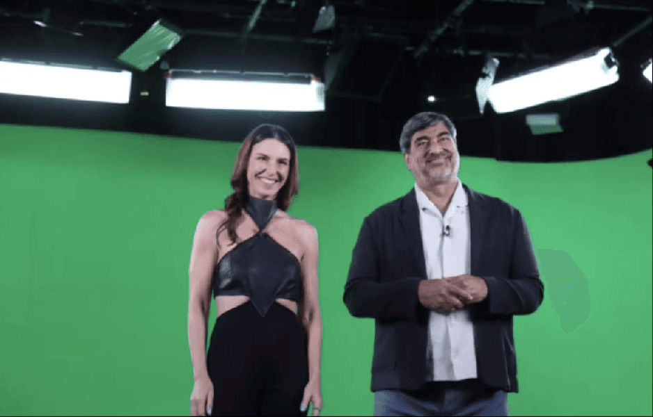 Glenda e Zeca Camargo nos estúdios da Band (Foto: Reprodução/ Internet)