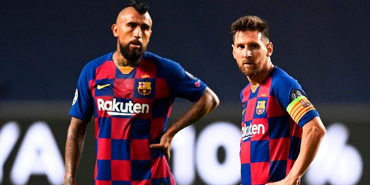 Vidal e Messi em tempos de Barcelona - Imagem: Michael Regan - UEFA Vidal e Messi em tempos de Barcelona - Imagem: Michael Regan - UEFA