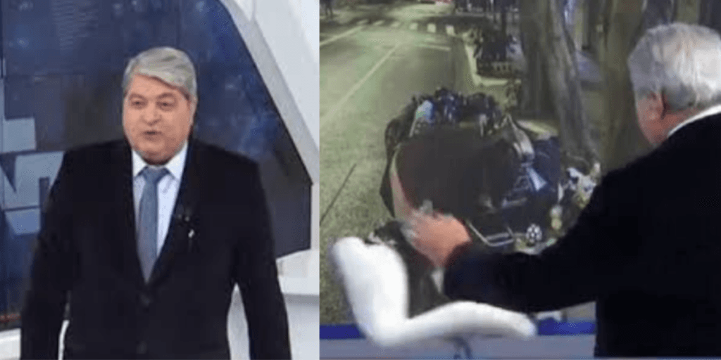 Vivendo debandada na Band, Datena tem ataque de fúria e chuta cadeira ao vivo no Brasil Urgente