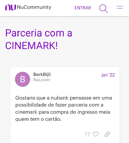 Comentários dos clientes do Nubank (Foto: Reprodução/ Site do Nubank)