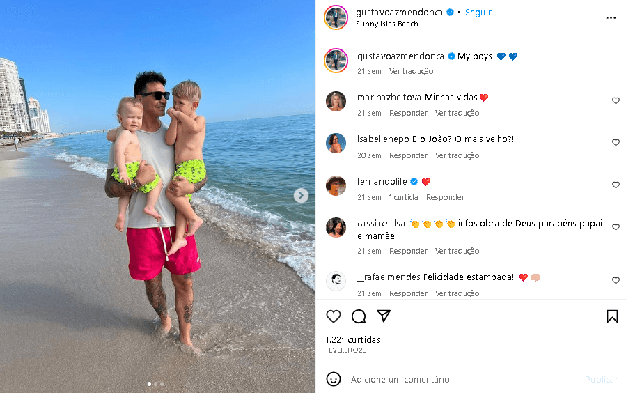 Gustavo na companhia de seus filhos (Foto: Reprodução/ Instagram)