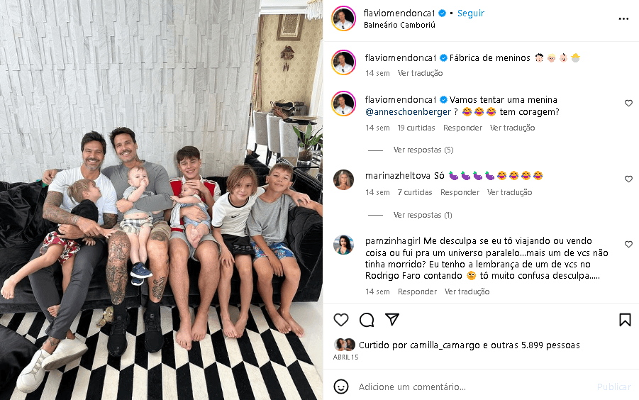 Os irmãos reunidos com os filhos (Foto: Reprodução/ Instagram)