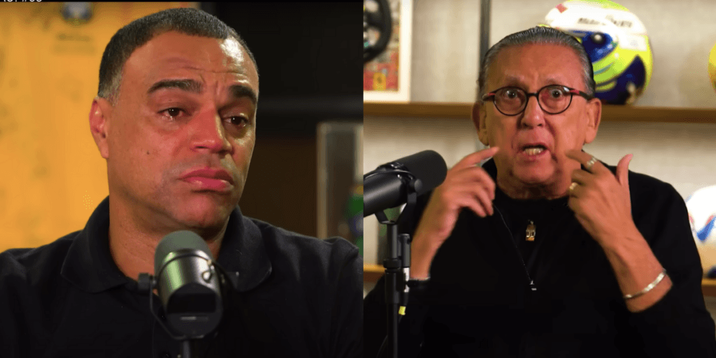 O choro de Denilson e Galvão Bueno ao perderem o chão simultâneamente: "Não sabia o que fazer"