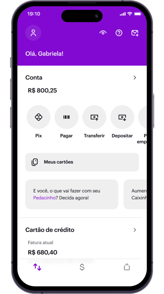 Print meramente ilustrativo de aplicativo do Nubank. (Foto: Reprodução / Internet)