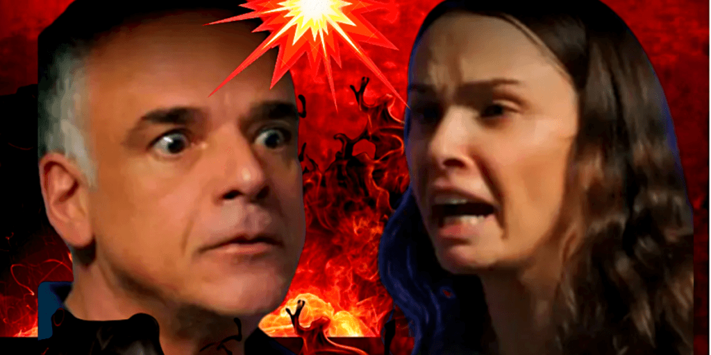 Terra e Paixão- Após surra de Andrade, Lucinda dá facada em crápula e o joga no inferno: "Vou até o fim"