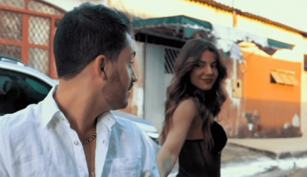 Hariany e Matheus Vargas, filho de Leonardo, no clipe (Foto: Reprodução/ internet)