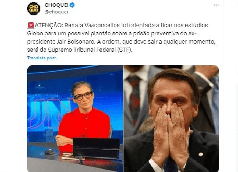 Publicação da 'Choquei' com informações do Plantão (Foto: Reprodução/ Internet) Publicação da 'Choquei' com informações do Plantão (Foto: Reprodução/ Internet)